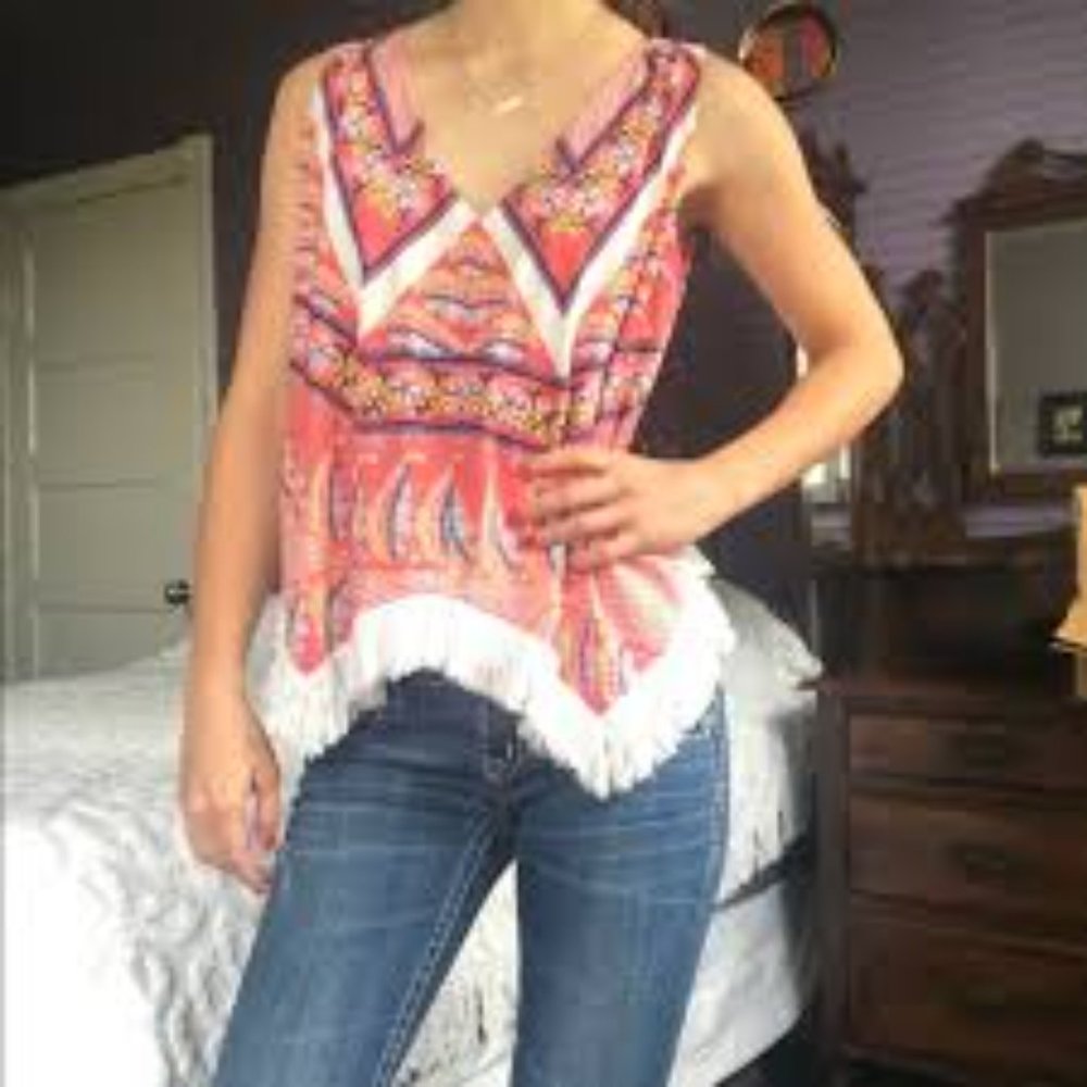 3/$25 Ivy Jane Pink Boho Lace Tank Top Size S - Picture 2 of 5